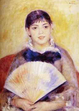  Renoir Oil Painting - Girl With A fan master Pierre Auguste Renoir